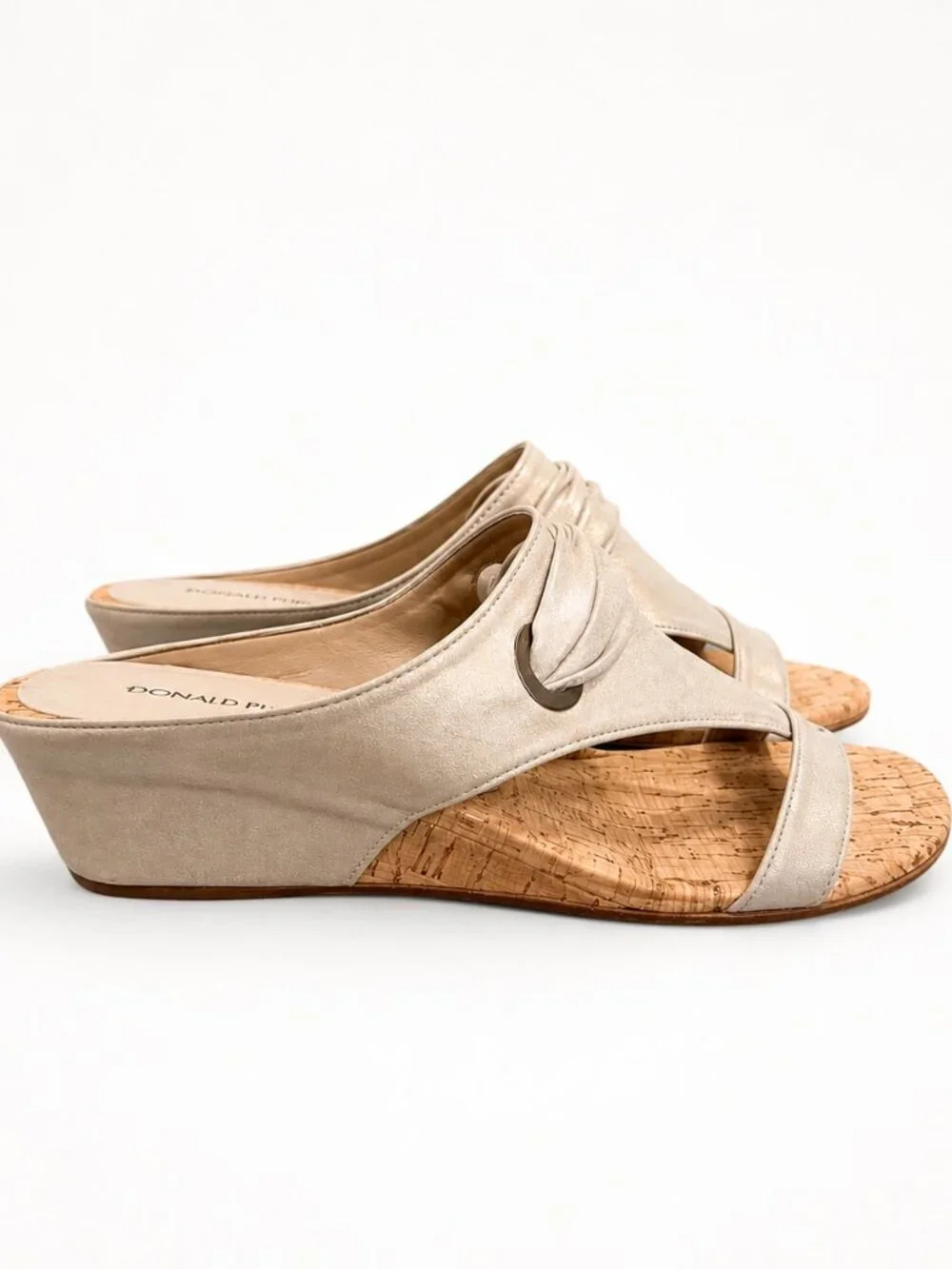 Donald J Pliner Dionne Cork Wedge Slide Sandals Metallic Leather Women’s 10